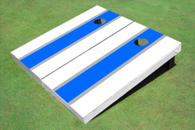 Royal And White Matching Long Stripe Custom Cornhole Board Royal And White Matching Long Stripe Custom Cornhole Board