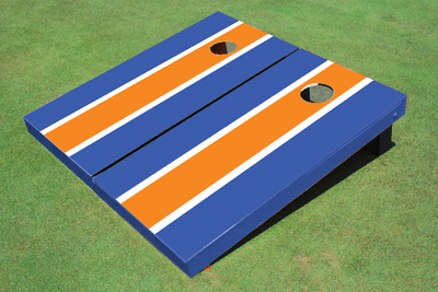 Orange And Blue Matching Long Stripe Cornhole Set Orange And Blue Matching Long Stripe Cornhole Set