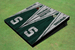 Michigan State University "S" Hunter And White Matching Wood Look Triangle Cornhole Boards