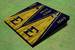 East Tennessee State University E  Yellow and Navy Matching Wood Look Triangle Cornhole Boards
