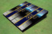 East Tennessee State University ETSU Field Long Stripe Matching Navy Themed Cornhole Boards