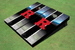 Rutgers University Field Long Stripe Matching Black Themed Cornhole Boards