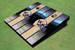 University Of Washington Helmet Field Long Stripe Matching Gold Themed Cornhole Boards
