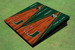 University Of Miami Orange and Hunter Matching Wood Look Triangle Cornhole Boards
