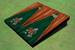 University Of Miami "Sebastian The Ibis" Hunter and Orange Matching Wood Look Triangle Cornhole Boards