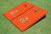 University Of Miami "Sebastian The Ibis" Orange Matching Solid Cornhole Boards