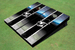 Appalachian State University "Yosef" Field Long Stripe Matching Black Themed Cornhole Boards