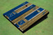 Kansas City Royals KC Shield Alternating Wood Look Long Stripe Custom Cornhole Boards