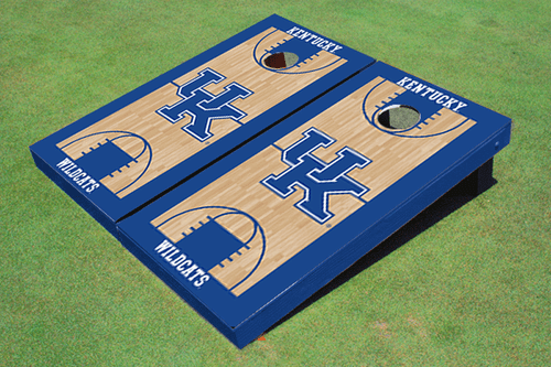 University Of Kentucky "UK" Royal Matching Basketball Court Custom Cornhole Board