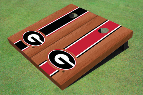 University Of Georgia "G" Rosewood Alternating Long Stripe Custom Cornhole Board