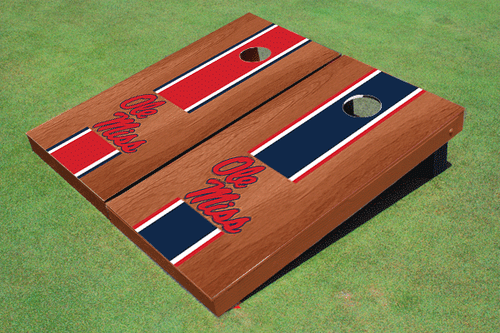 University Of Mississippi (Ole Miss.) Rosewood Alternating Long Stripe Cornhole Boards