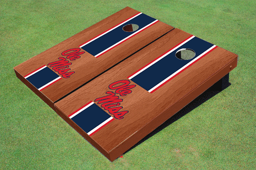 University Of Mississippi Navy Rosewood Cornhole Boards