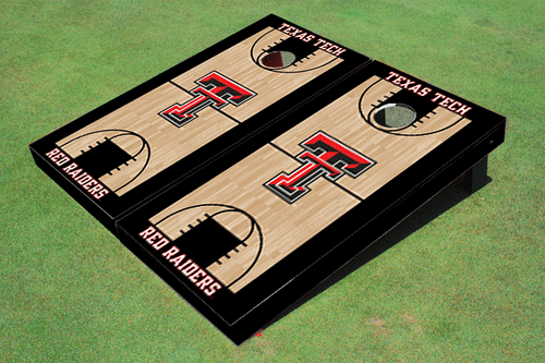 Texas Tech University Black Matching Basketball Court Custom Cornhole Board