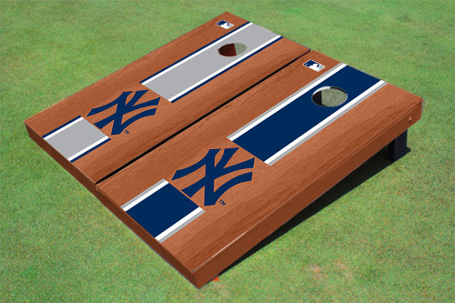 New York Yankees NY Rosewood Alternating Long Stripe Cornhole Boards