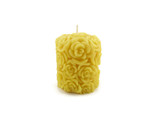 Beeswax Solid Detailed Rose Pillar Candle in Natural