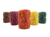 Beeswax Leaf Pillar Candles in Assorted Colors
