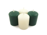 Beeswax Votive Candles in Green and Ivory