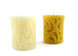 Beeswax Solid Swirl Pillar Candle in Ivory and Natural