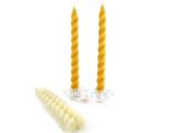 2 Beeswax Spiral Taper Candles in Natural and Ivory