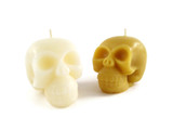 Beeswax Skull Pillar Candles in Ivory and Natural