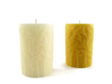 Beeswax Solid Meadow Pillar Candle in Ivory and Natural.