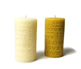 Beeswax Love Pillar in Ivory and Natural