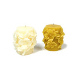 Beeswax Floral Bloom Pillar in Ivory and Natural