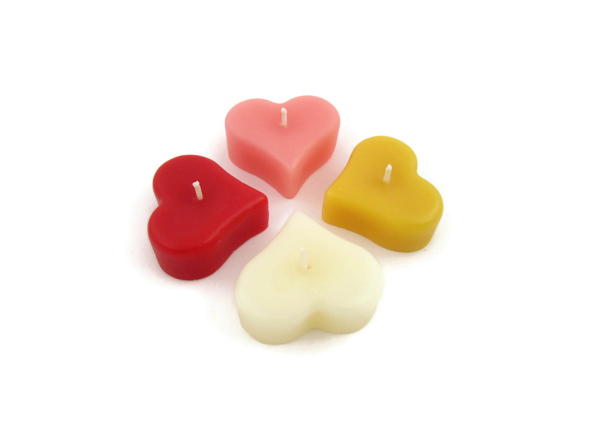 Beeswax Floating Candles  Set of 4 Floating Heart Candles