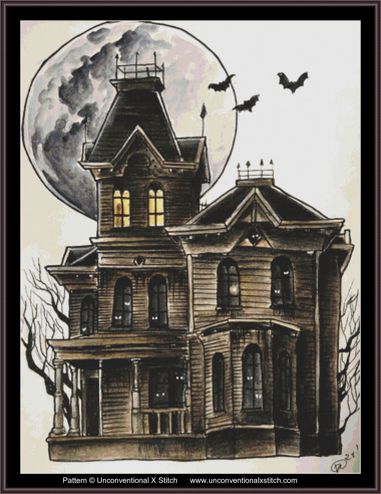 Haunted House cross stitch pattern Unconventional X Stitch