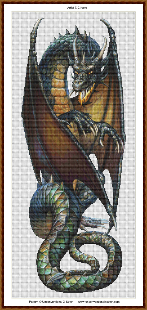 Earth Dragon 2 cross stitch pattern | Unconventional X Stitch earth-dragon-2-cross-stitch-pattern-unconventional-x-stitch