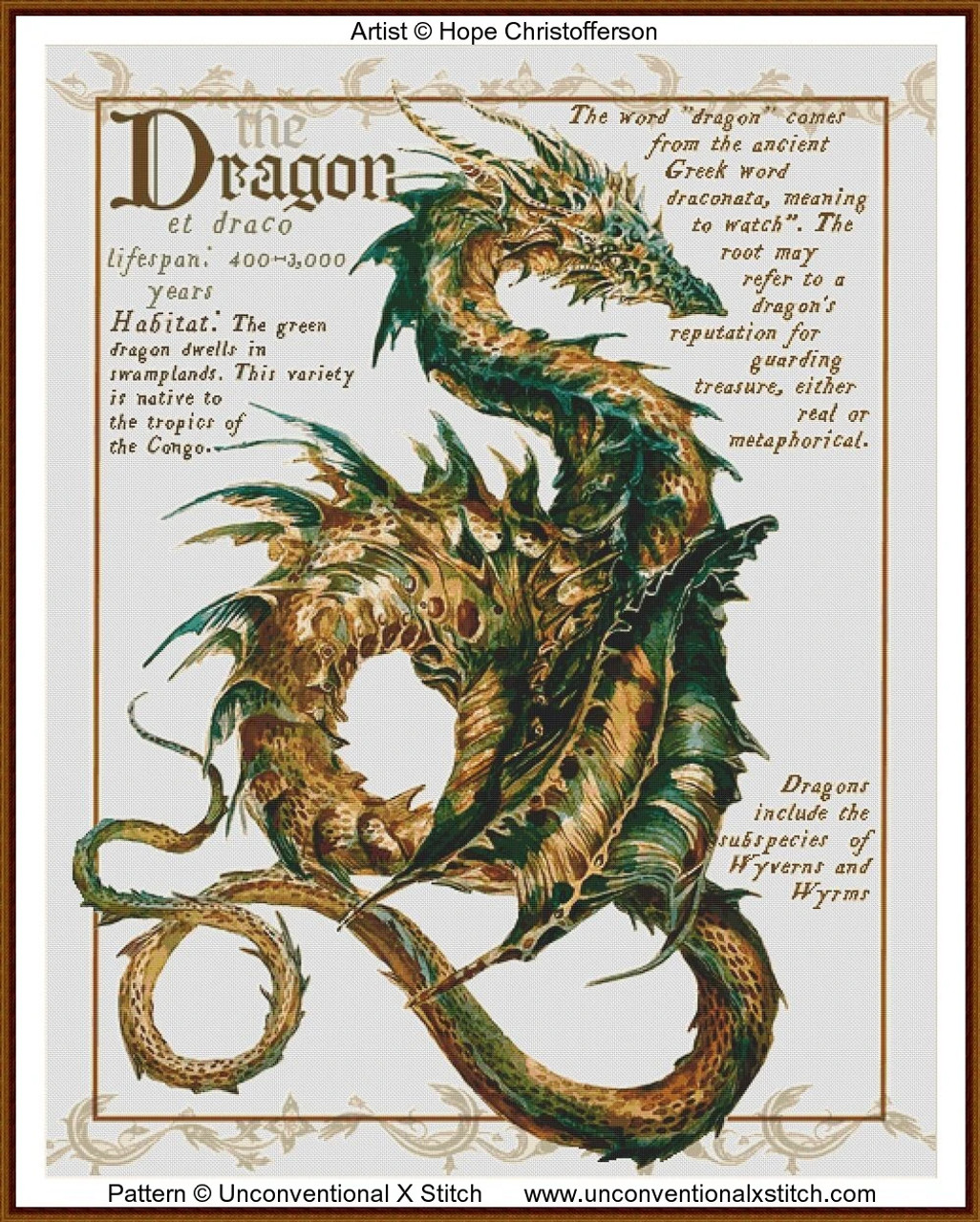 Dragon Field Note cross stitch pattern | Unconventional X Stitch dragon-field-note-cross-stitch-pattern-unconventional-x-stitch