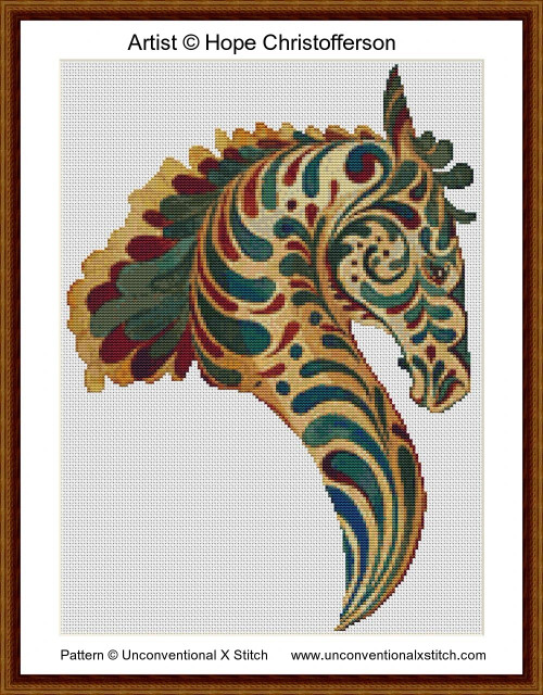 Horsemane cross stitch pattern