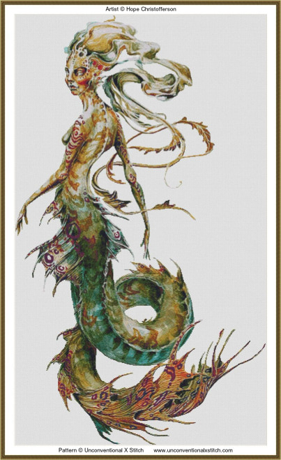 Mermaid cross stitch pattern