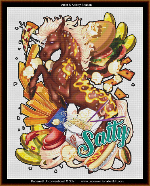 Salty Foods Rudicorn cross stitch pattern