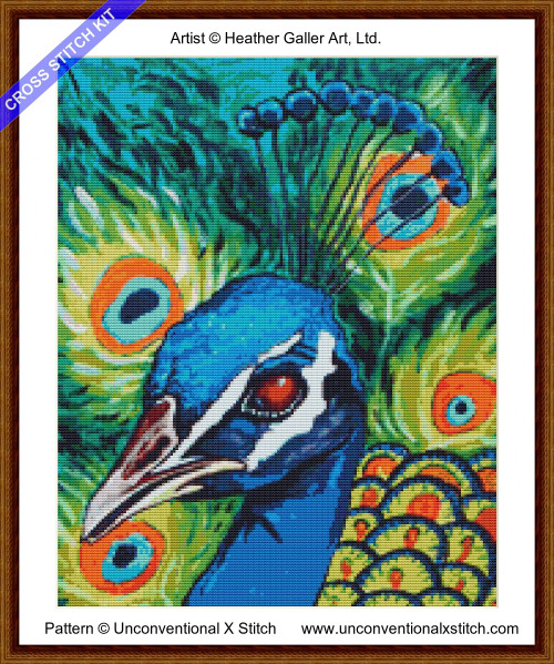 Peacock 12 cross stitch kit
