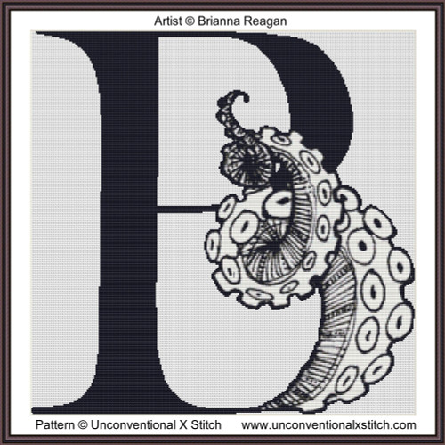 Tentacle Alphabet Letter B cross stitch pattern