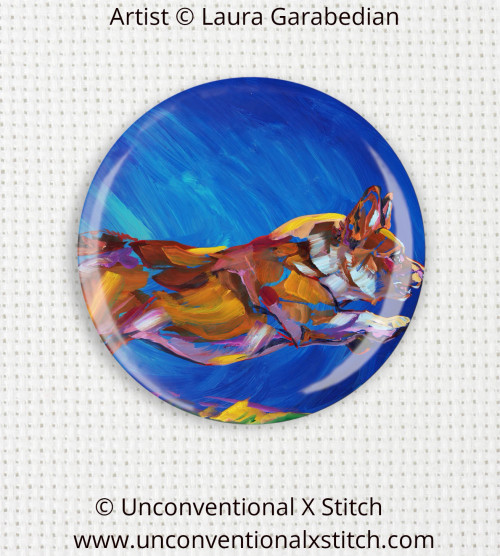 Corgi Running needle minder - Laura Garabedian