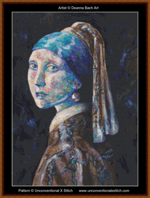 Opal Girl with the Pearl Earring cross stitch pattern