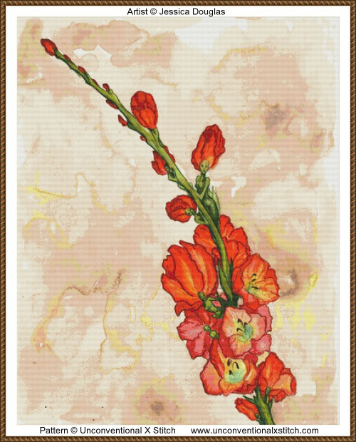 Gladiolas cross stitch pattern