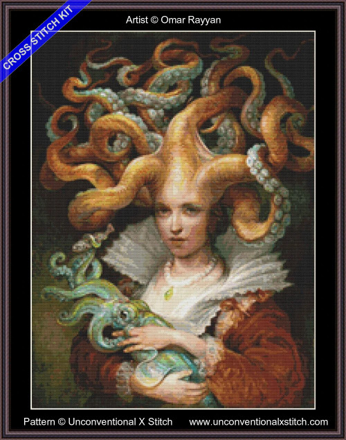 Contessa with Squid Mini cross stitch kit