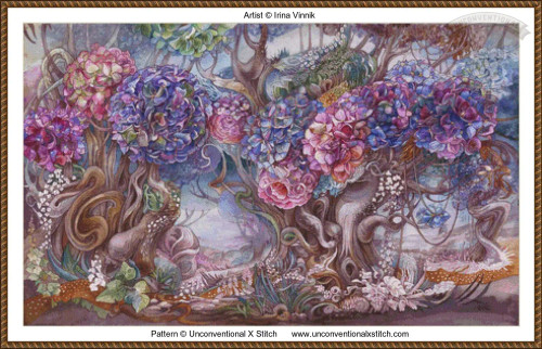 Hydrangea Forest cross stitch pattern
