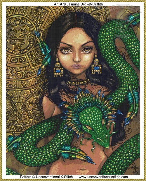 Priestess of Quetzalcoatl cross stitch pattern