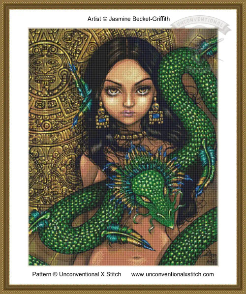 Priestess of Quetzalcoatl cross stitch pattern MINIATURE EDITION
