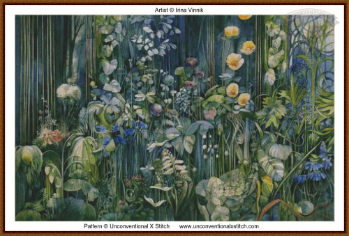 Forest Night cross stitch pattern
