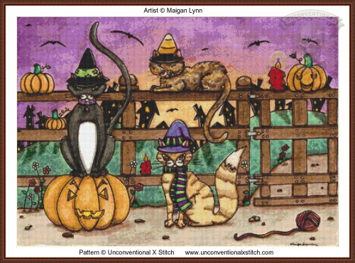 Halloween Kitties cross stitch pattern