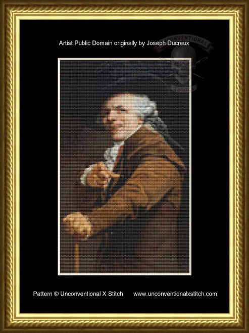 Self Portrait of the Artist in the Guise of a Mocker MINIATURE EDITION cross stitch pattern
