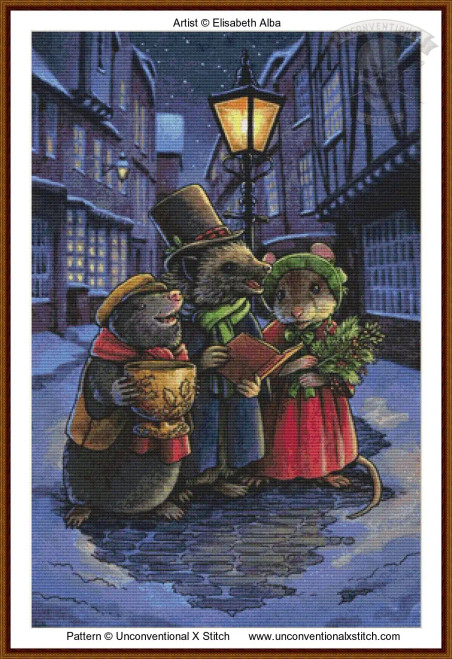 Here We Come-a-wassailing cross stitch pattern