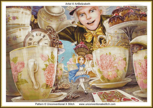 Alice Mad Tea Party cross stitch pattern