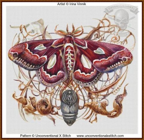 Moth cross stitch pattern