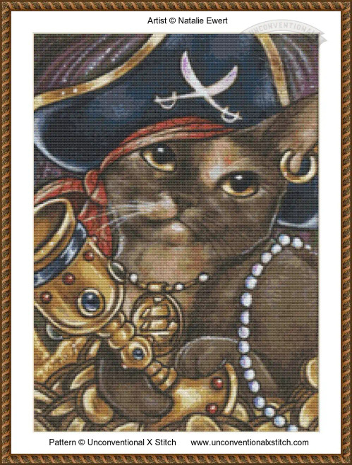 Pirate Cat #6 cross stitch pattern